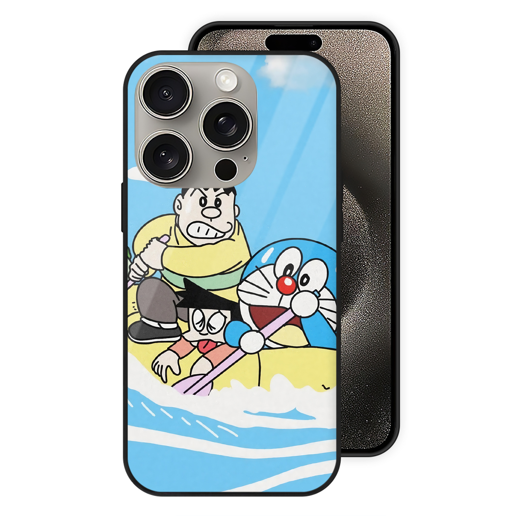 （画像用） ドラえもん Doraemon 【iPhone15Pro対応】スマホケース 耐衝撃＆黄変防止 背面ガラス