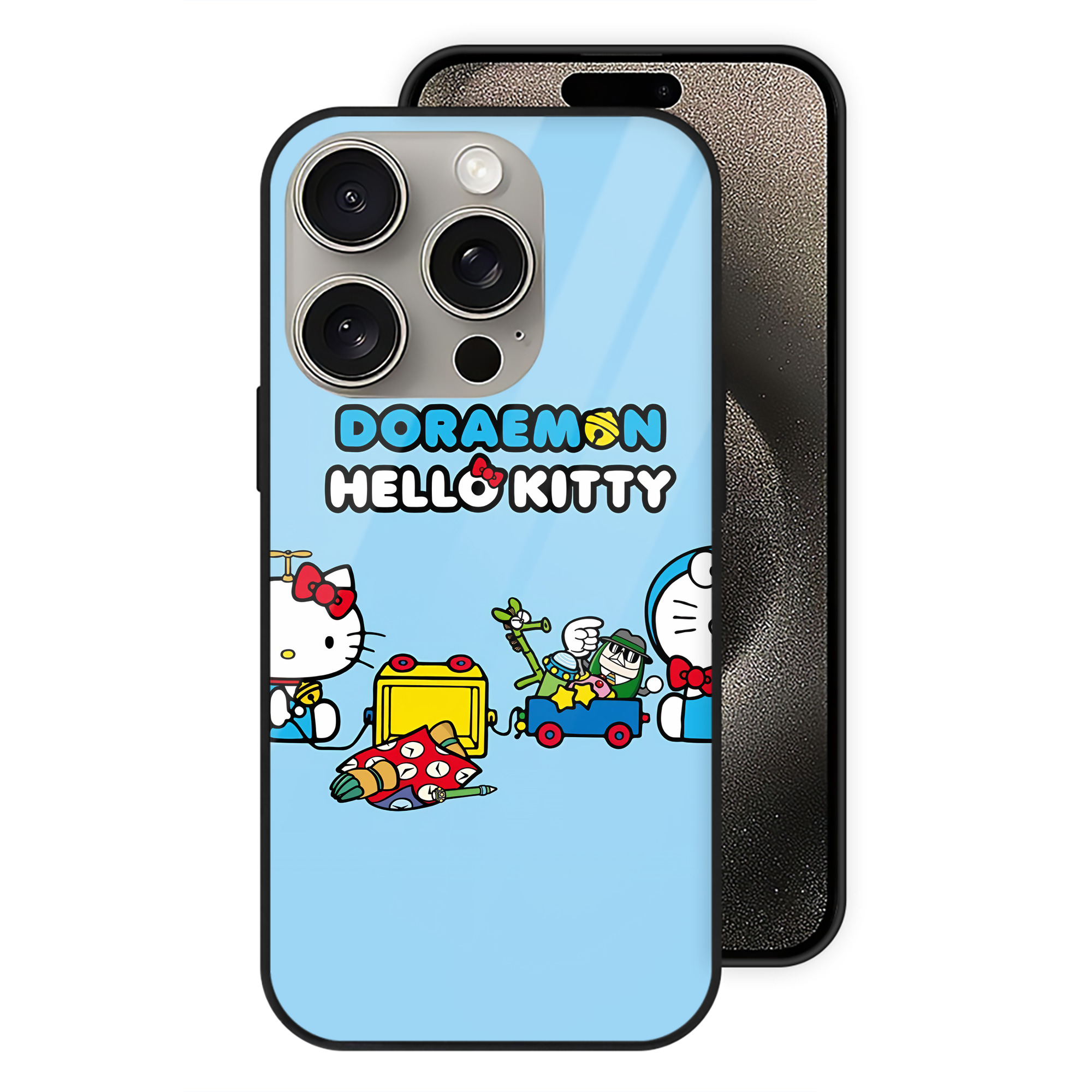 （画像用） ドラえもん Doraemon 【iPhone15Pro対応】スマホケース 耐衝撃＆黄変防止 背面ガラス