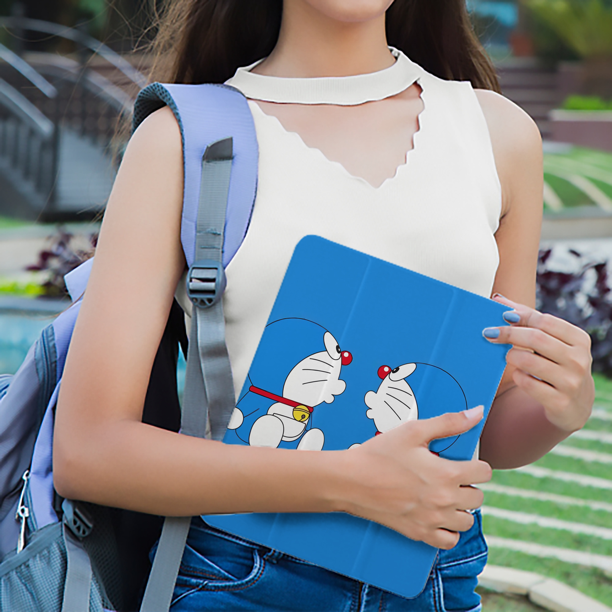 ドラえもん Doraemon IPad ケース ペン収納付き 三つ折りスタンド PUレザー×シリコン 対応機種9.5/10.5/10.9インチ