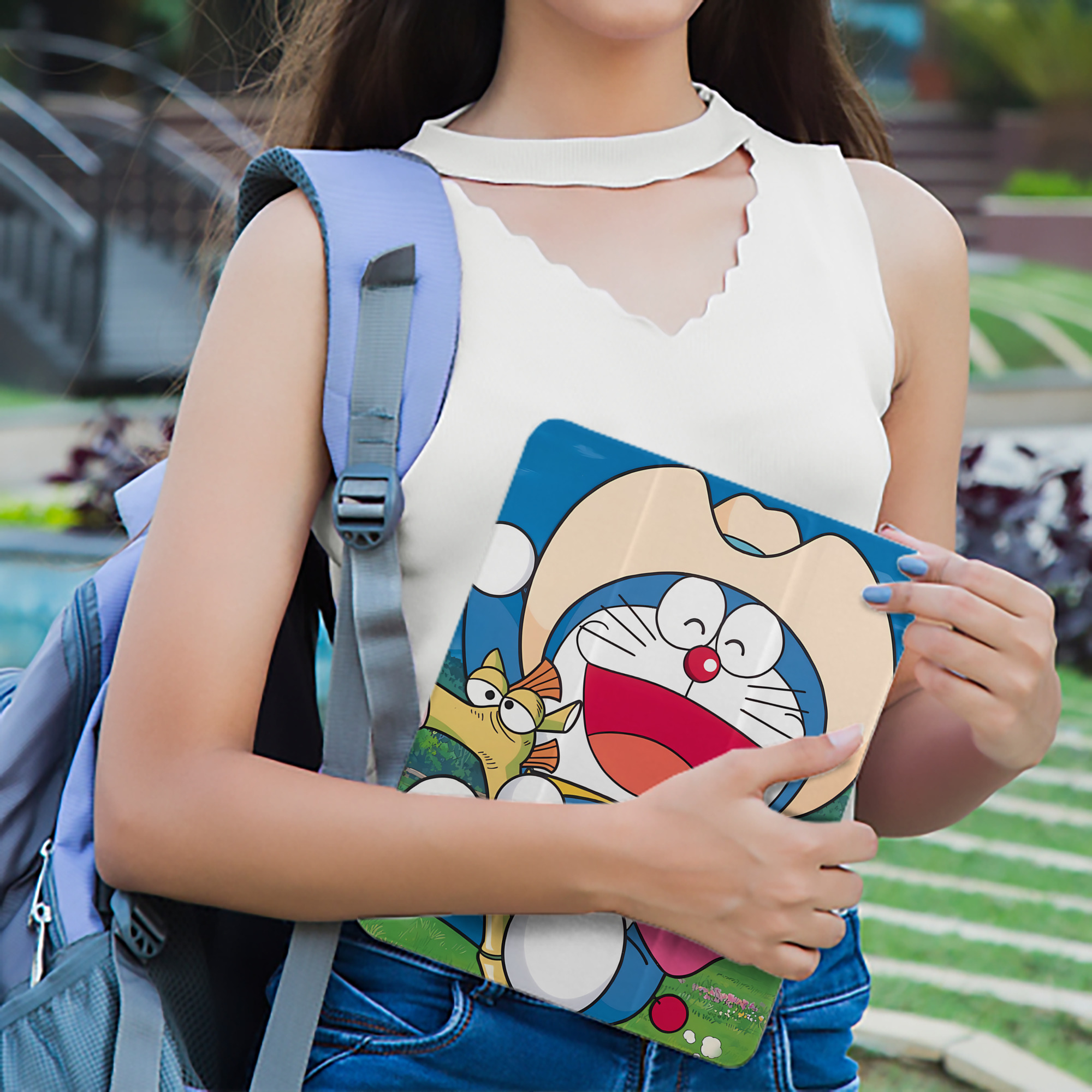 ドラえもん Doraemon IPad ケース ペン収納付き 三つ折りスタンド PUレザー×シリコン 対応機種9.5/10.5/10.9インチ