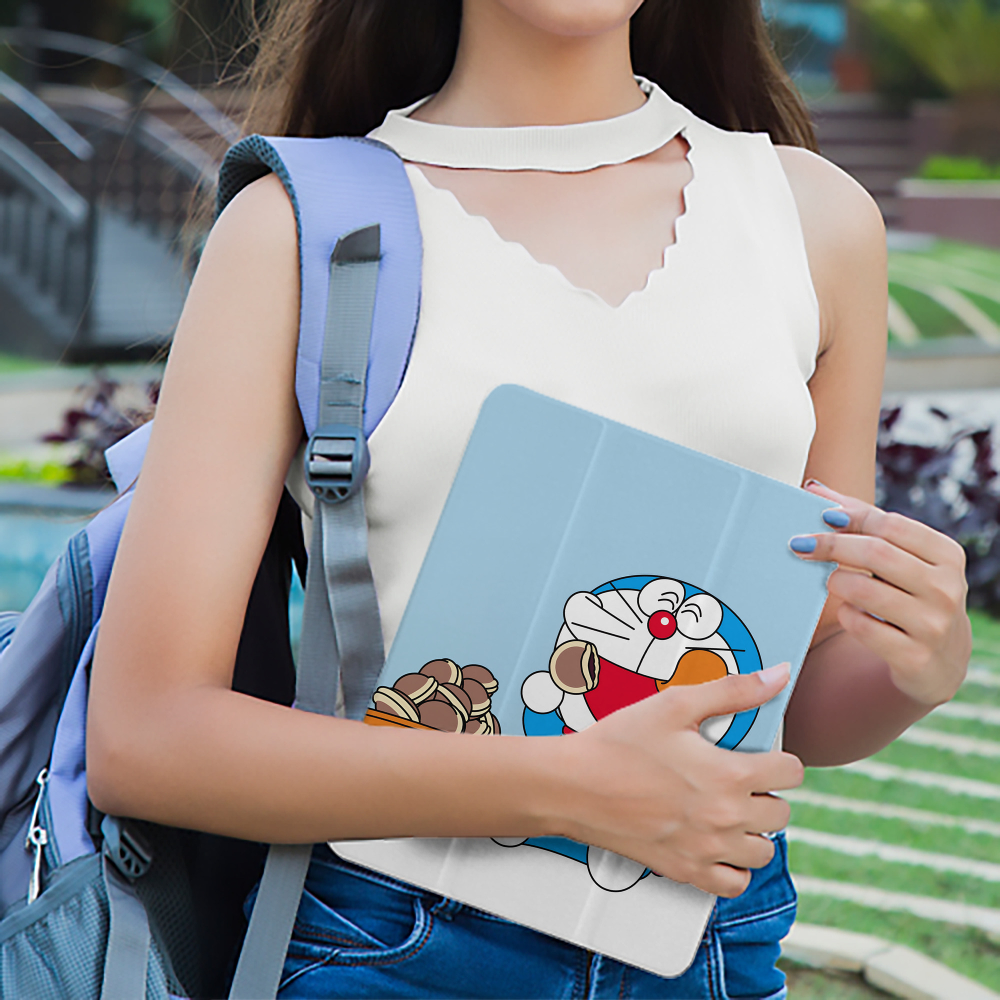 ドラえもん Doraemon IPad ケース ペン収納付き 三つ折りスタンド PUレザー×シリコン 対応機種9.5/10.5/10.9インチ
