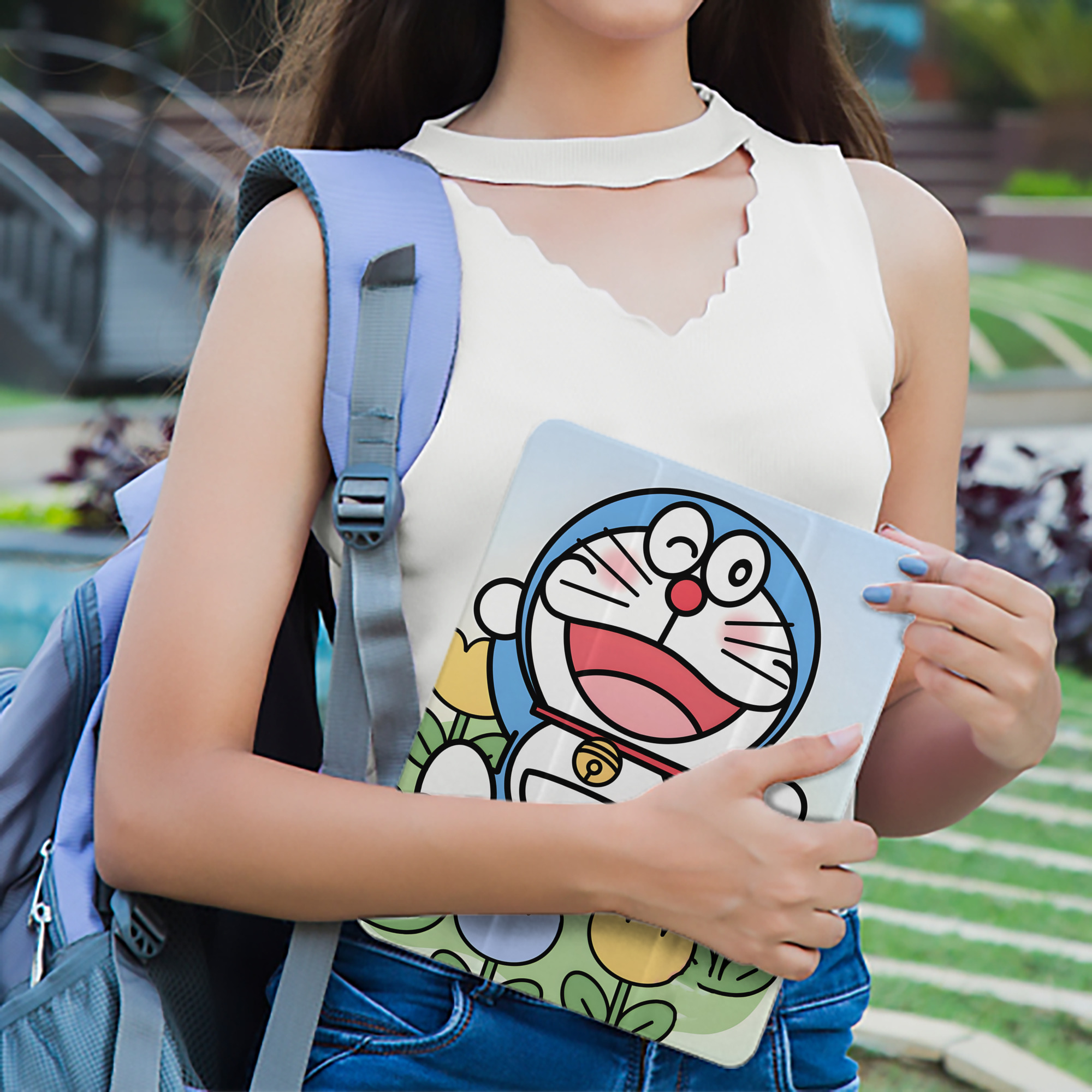 ドラえもん Doraemon IPad ケース ペン収納付き 三つ折りスタンド PUレザー×シリコン 対応機種9.5/10.5/10.9インチ