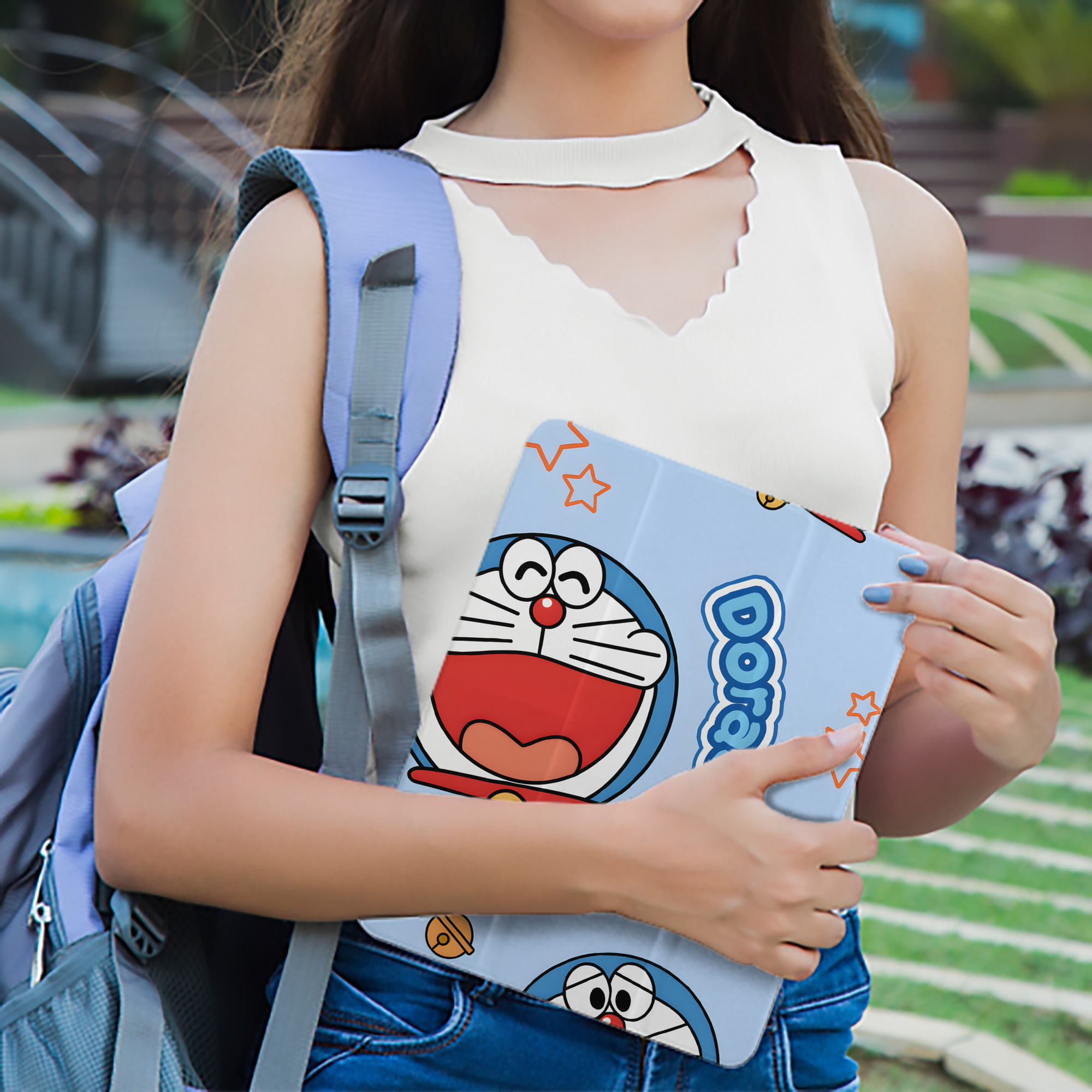 ドラえもん Doraemon IPad ケース ペン収納付き 三つ折りスタンド PUレザー×シリコン 対応機種9.5/10.5/10.9インチ
