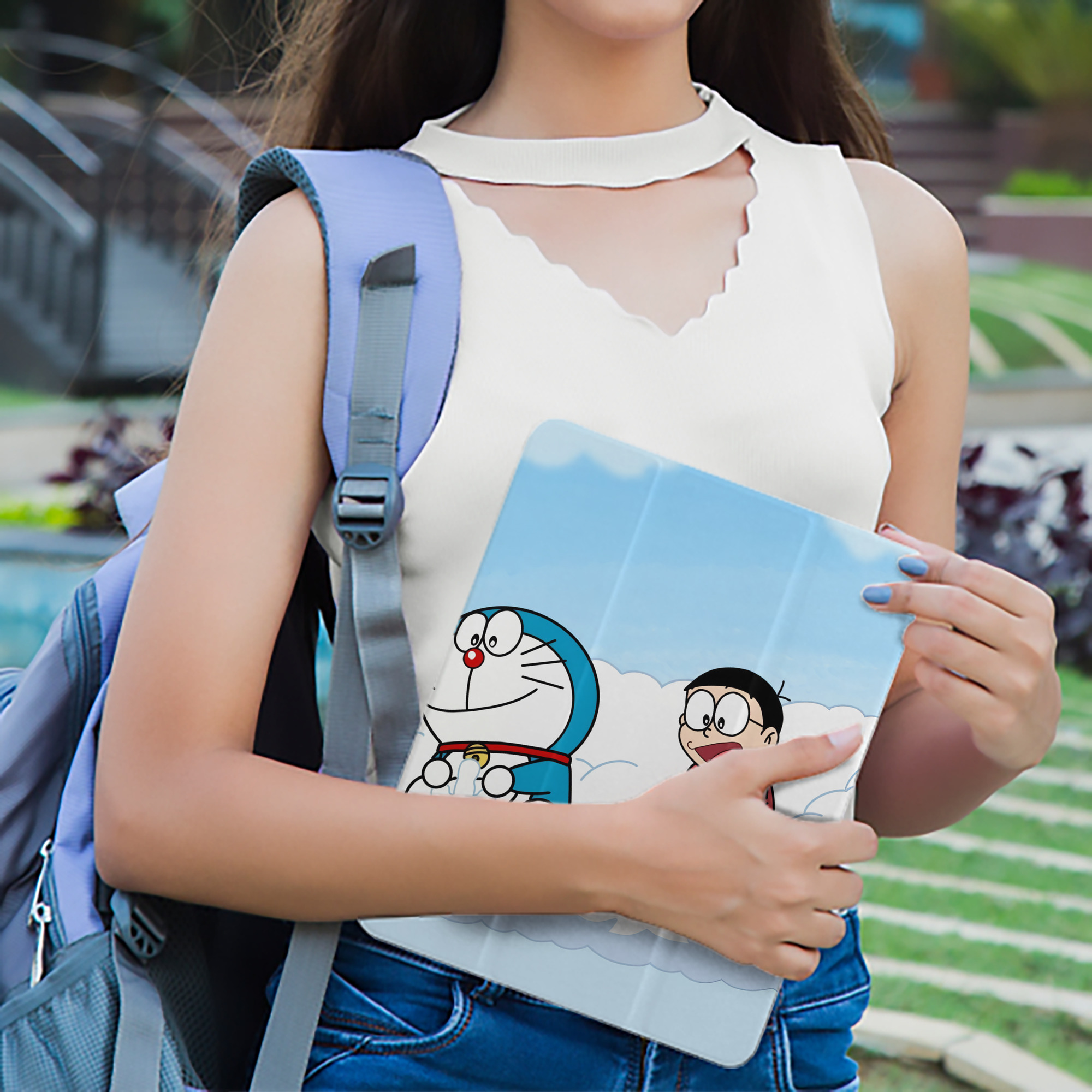 ドラえもん Doraemon IPad ケース ペン収納付き 三つ折りスタンド PUレザー×シリコン 対応機種9.5/10.5/10.9インチ