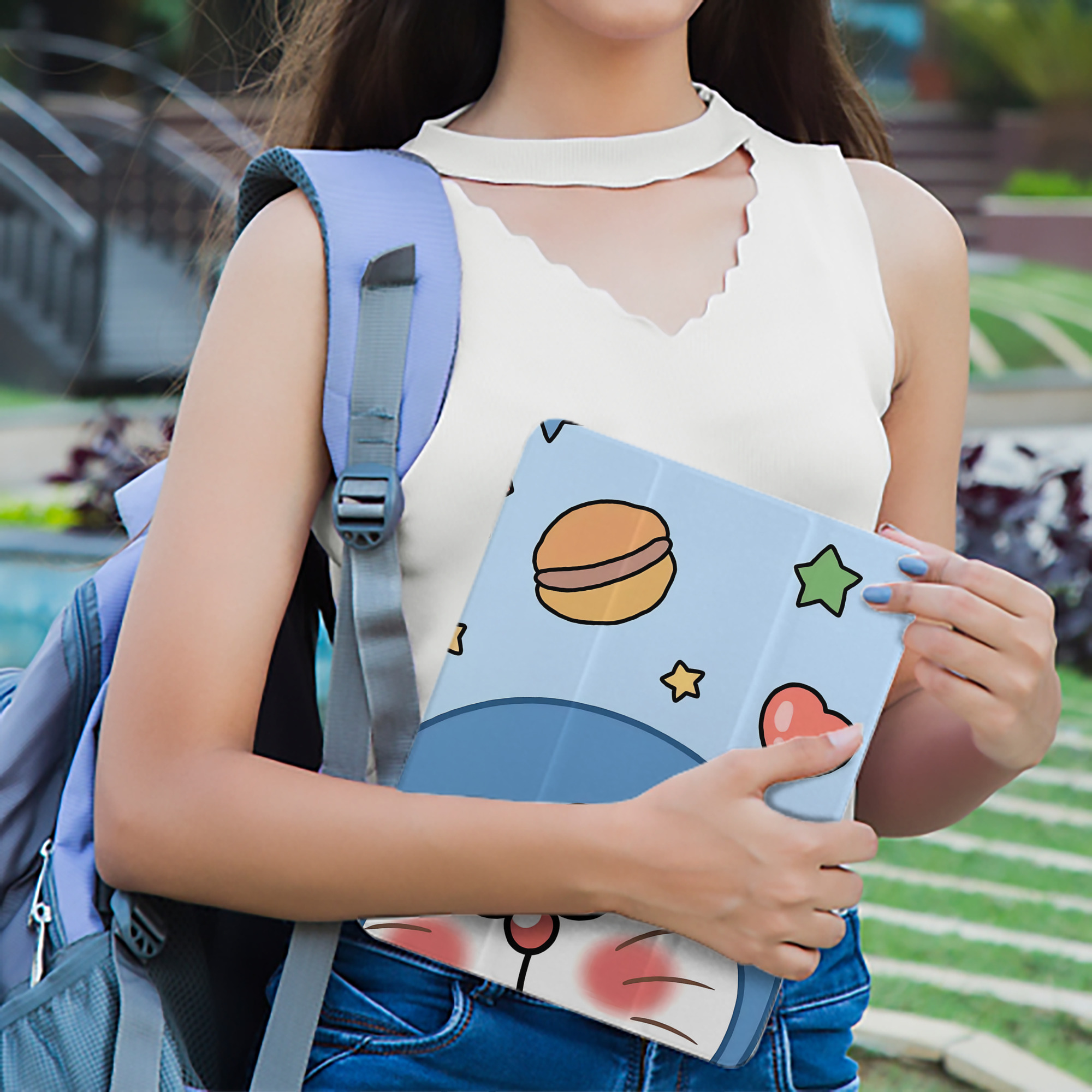 ドラえもん Doraemon IPad ケース ペン収納付き 三つ折りスタンド PUレザー×シリコン 対応機種9.5/10.5/10.9インチ