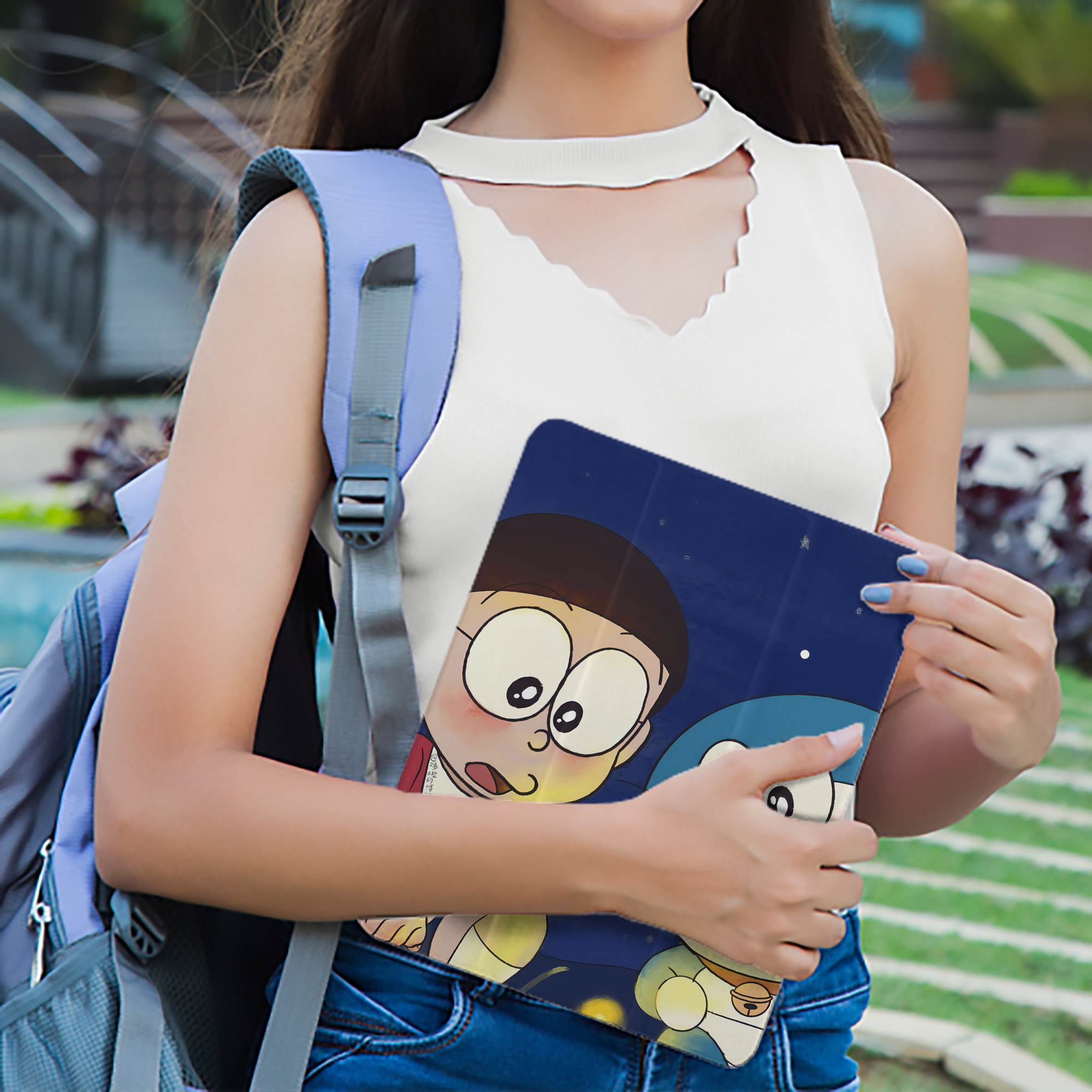 ドラえもん Doraemon IPad ケース ペン収納付き 三つ折りスタンド PUレザー×シリコン 対応機種9.5/10.5/10.9インチ
