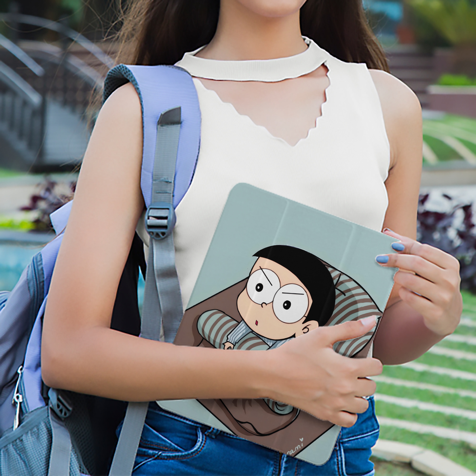 ドラえもん Doraemon IPad ケース ペン収納付き 三つ折りスタンド PUレザー×シリコン 対応機種9.5/10.5/10.9インチ