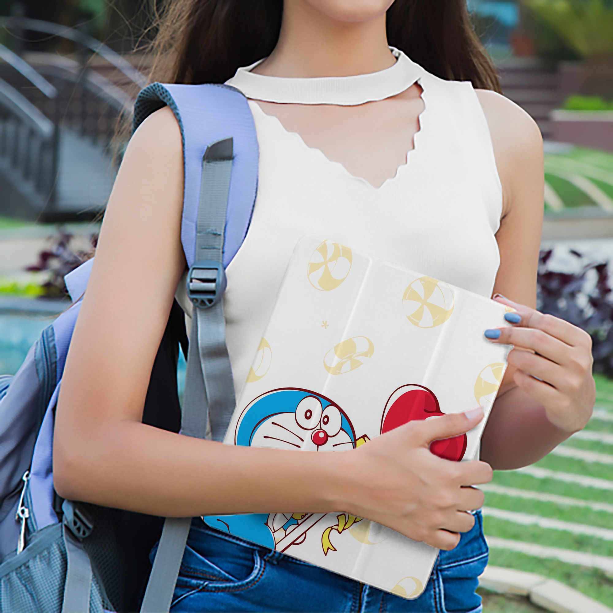 ドラえもん Doraemon IPad ケース ペン収納付き 三つ折りスタンド PUレザー×シリコン 対応機種9.5/10.5/10.9インチ
