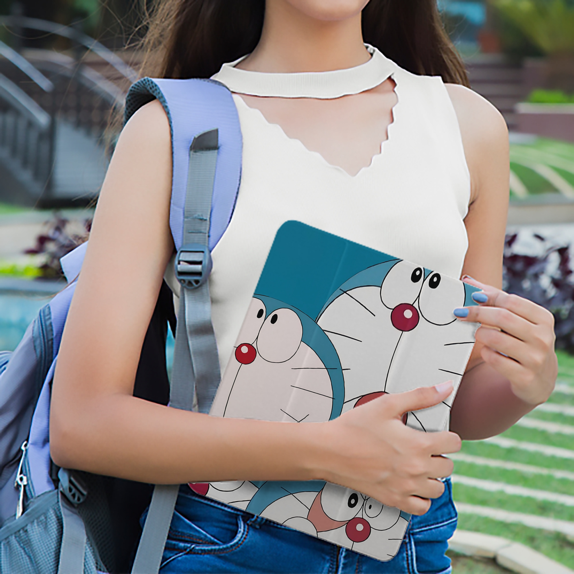 ドラえもん Doraemon IPad ケース ペン収納付き 三つ折りスタンド PUレザー×シリコン 対応機種9.5/10.5/10.9インチ