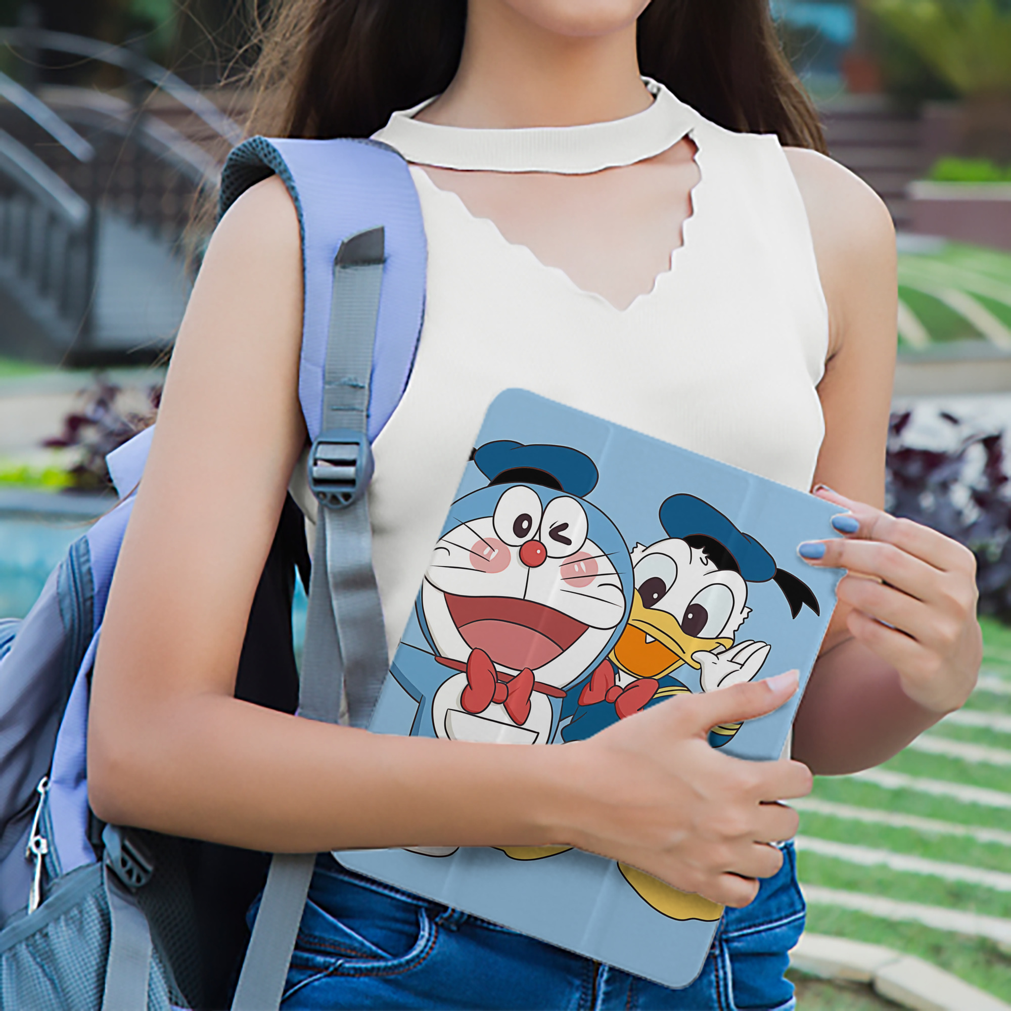 ドラえもん Doraemon IPad ケース ペン収納付き 三つ折りスタンド PUレザー×シリコン 対応機種9.5/10.5/10.9インチ