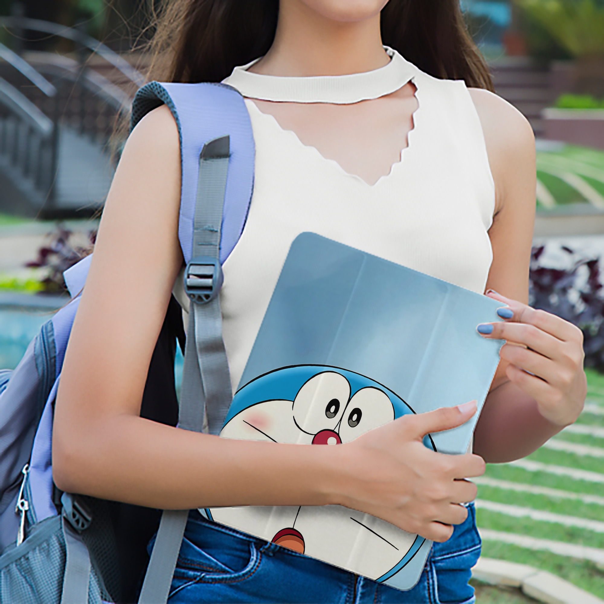 ドラえもん Doraemon IPad ケース ペン収納付き 三つ折りスタンド PUレザー×シリコン 対応機種9.5/10.5/10.9インチ