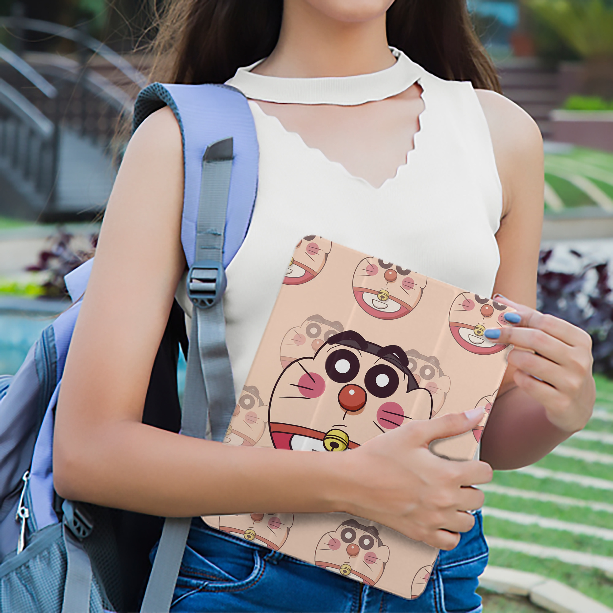 ドラえもん Doraemon IPad ケース ペン収納付き 三つ折りスタンド PUレザー×シリコン 対応機種9.5/10.5/10.9インチ