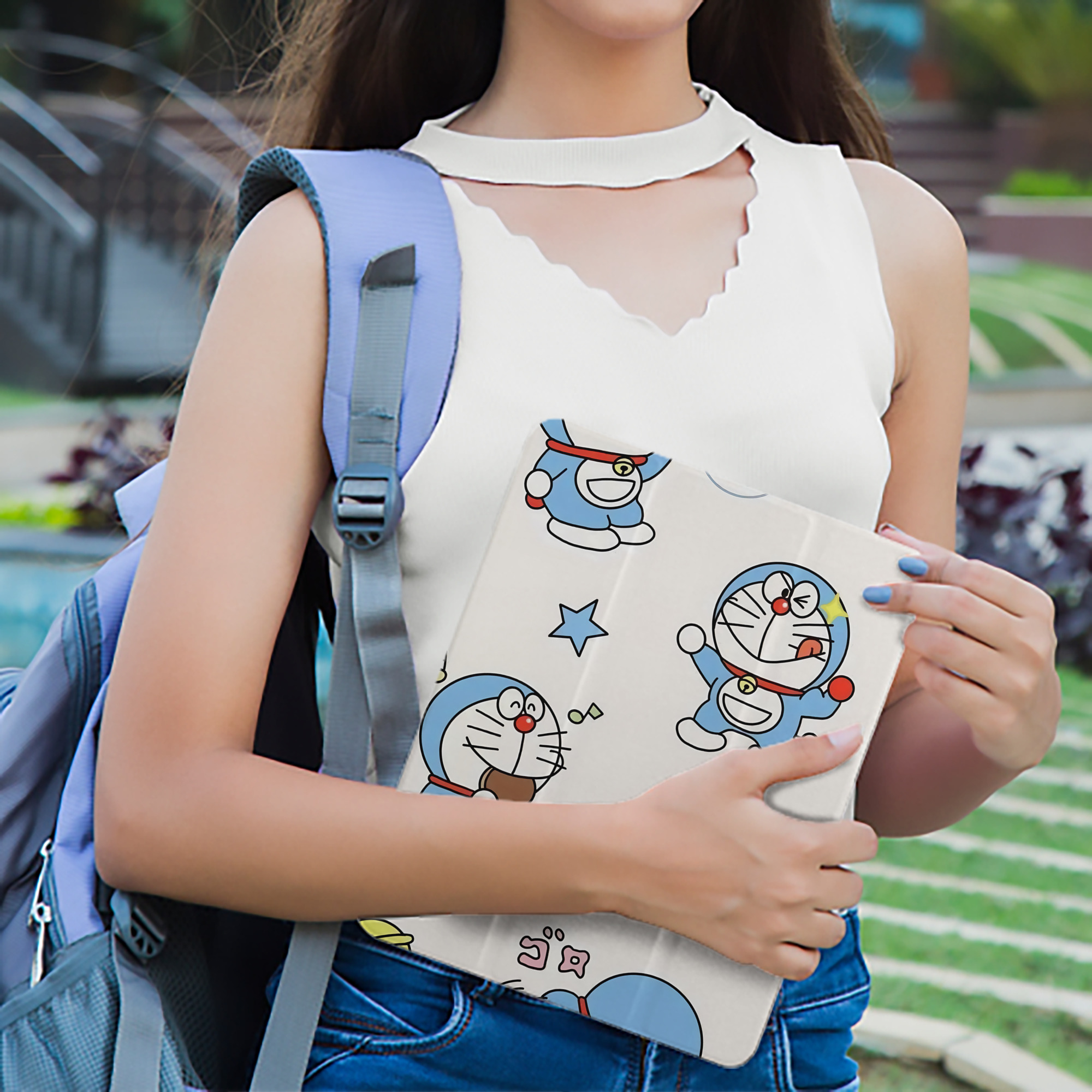 ドラえもん Doraemon IPad ケース ペン収納付き 三つ折りスタンド PUレザー×シリコン 対応機種9.5/10.5/10.9インチ