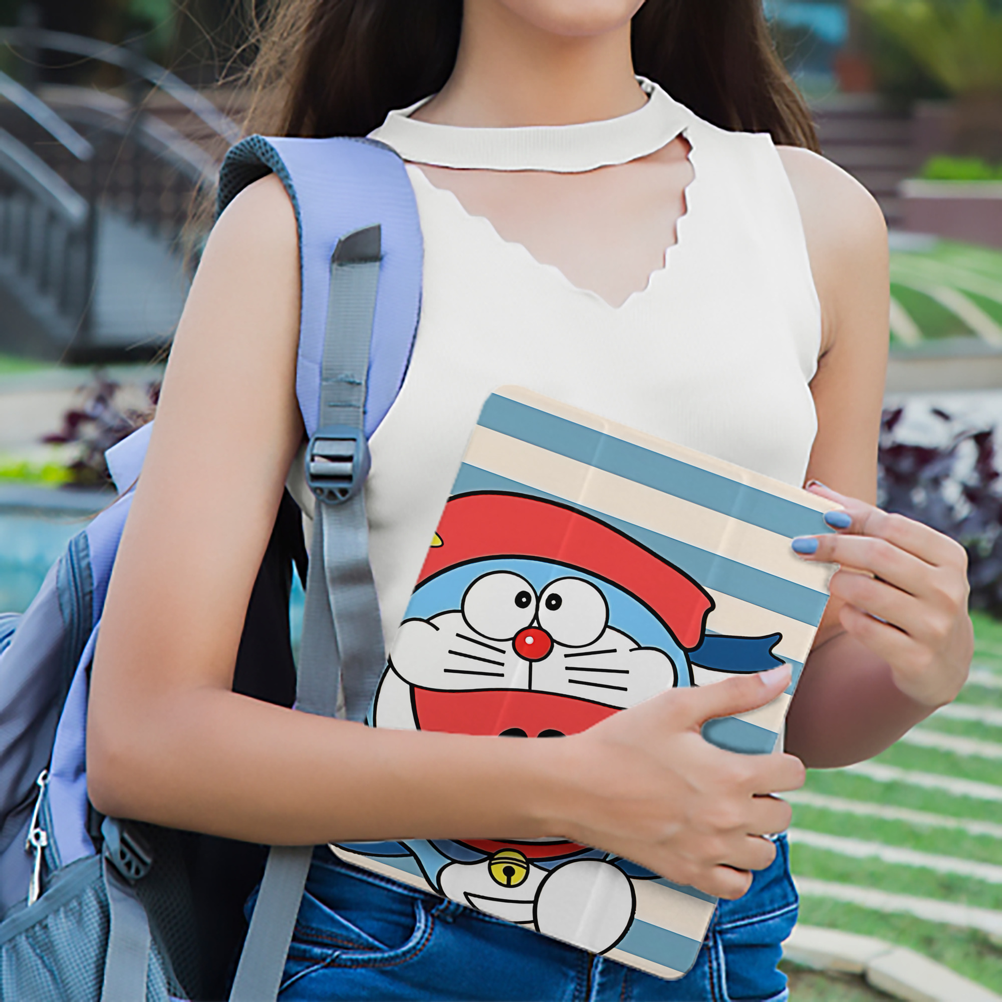 ドラえもん Doraemon IPad ケース ペン収納付き 三つ折りスタンド PUレザー×シリコン 対応機種9.5/10.5/10.9インチ