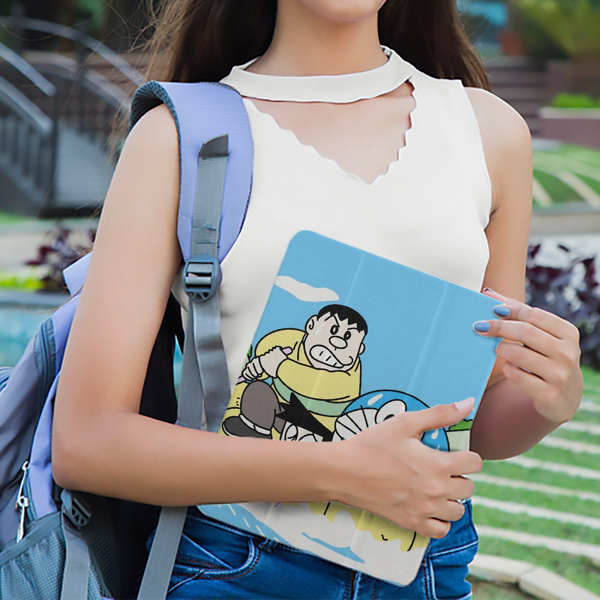 ドラえもん Doraemon IPad ケース ペン収納付き 三つ折りスタンド PUレザー×シリコン 対応機種9.5/10.5/10.9インチ