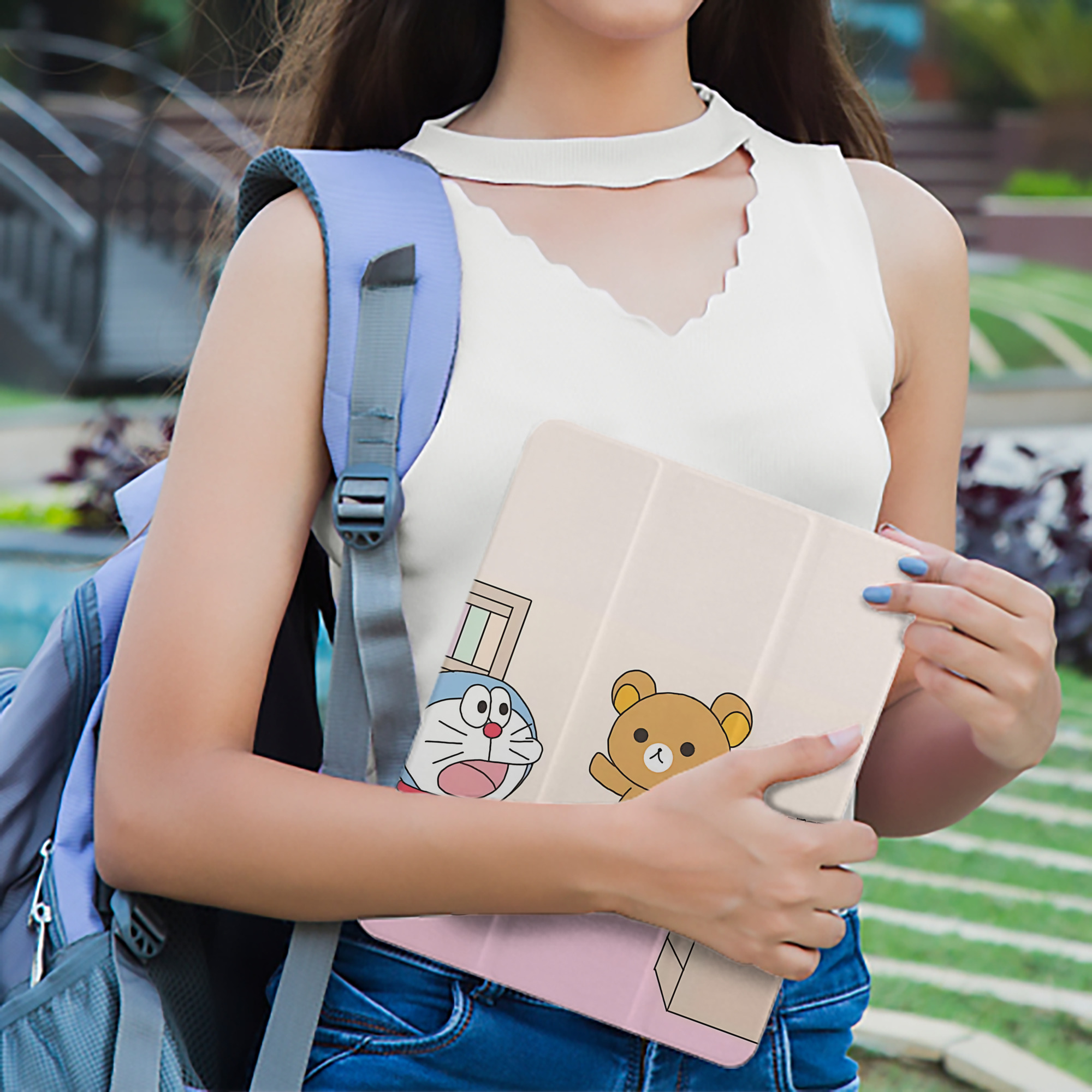 ドラえもん Doraemon IPad ケース ペン収納付き 三つ折りスタンド PUレザー×シリコン 対応機種9.5/10.5/10.9インチ