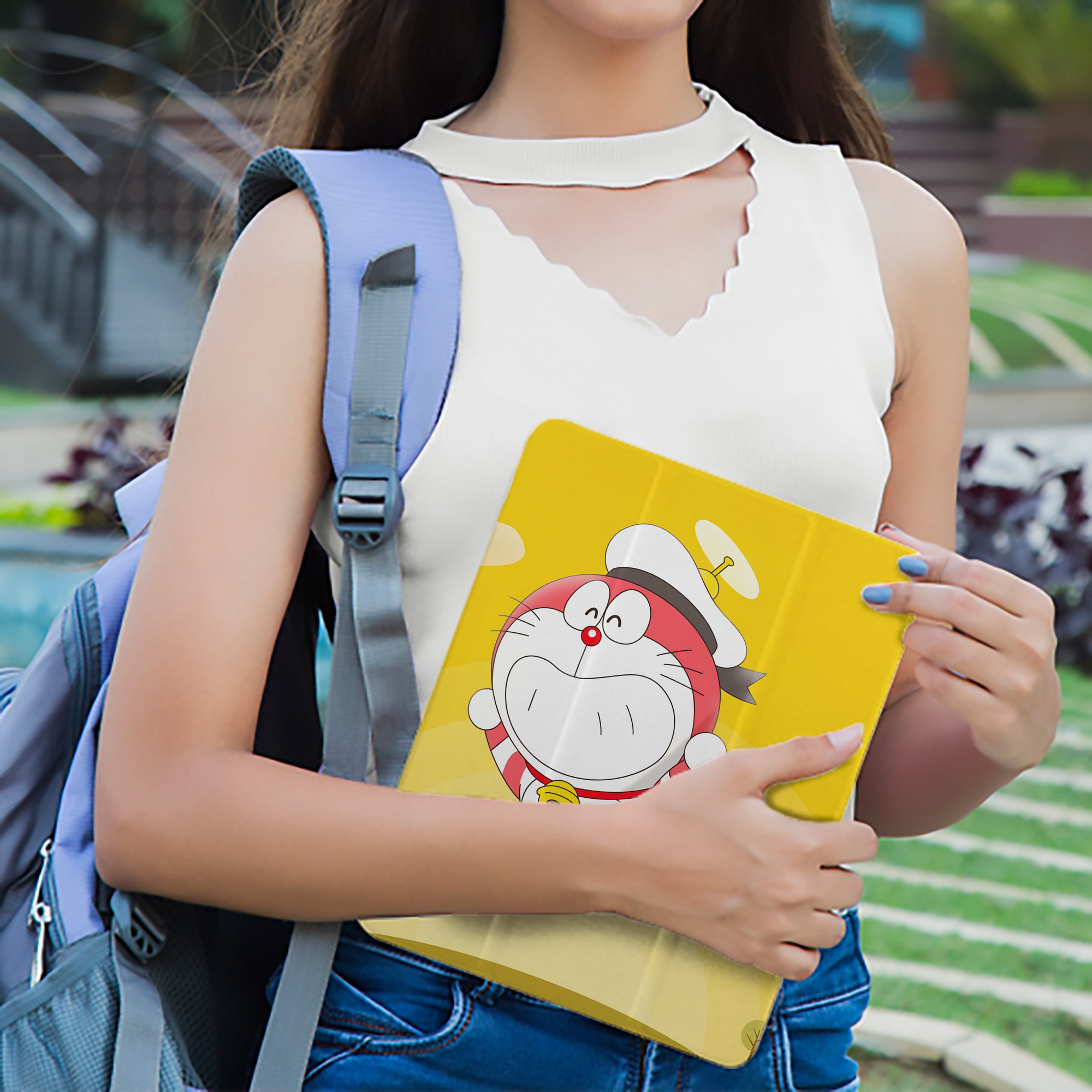 ドラえもん Doraemon IPad ケース ペン収納付き 三つ折りスタンド PUレザー×シリコン 対応機種9.5/10.5/10.9インチ