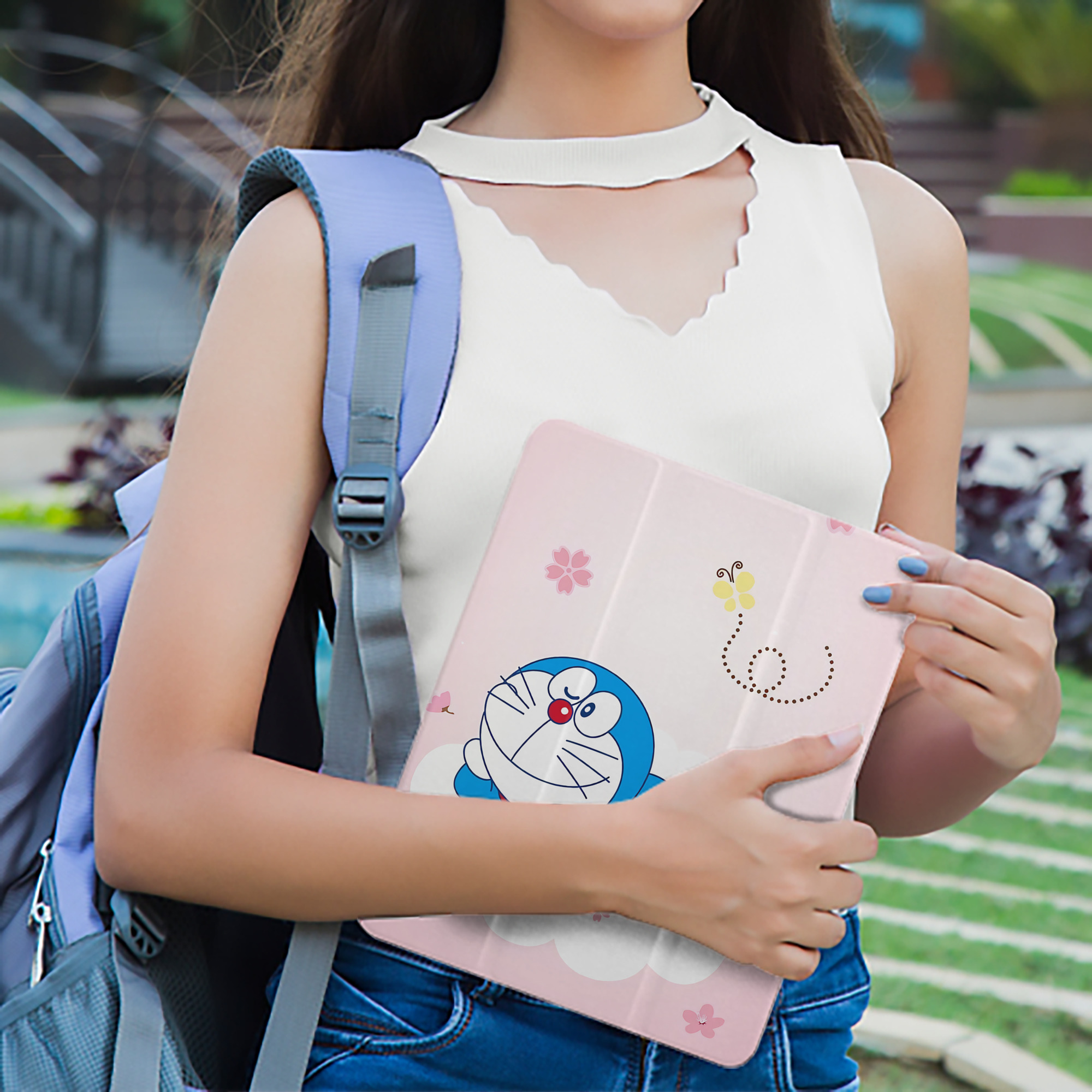 ドラえもん Doraemon IPad ケース ペン収納付き 三つ折りスタンド PUレザー×シリコン 対応機種9.5/10.5/10.9インチ