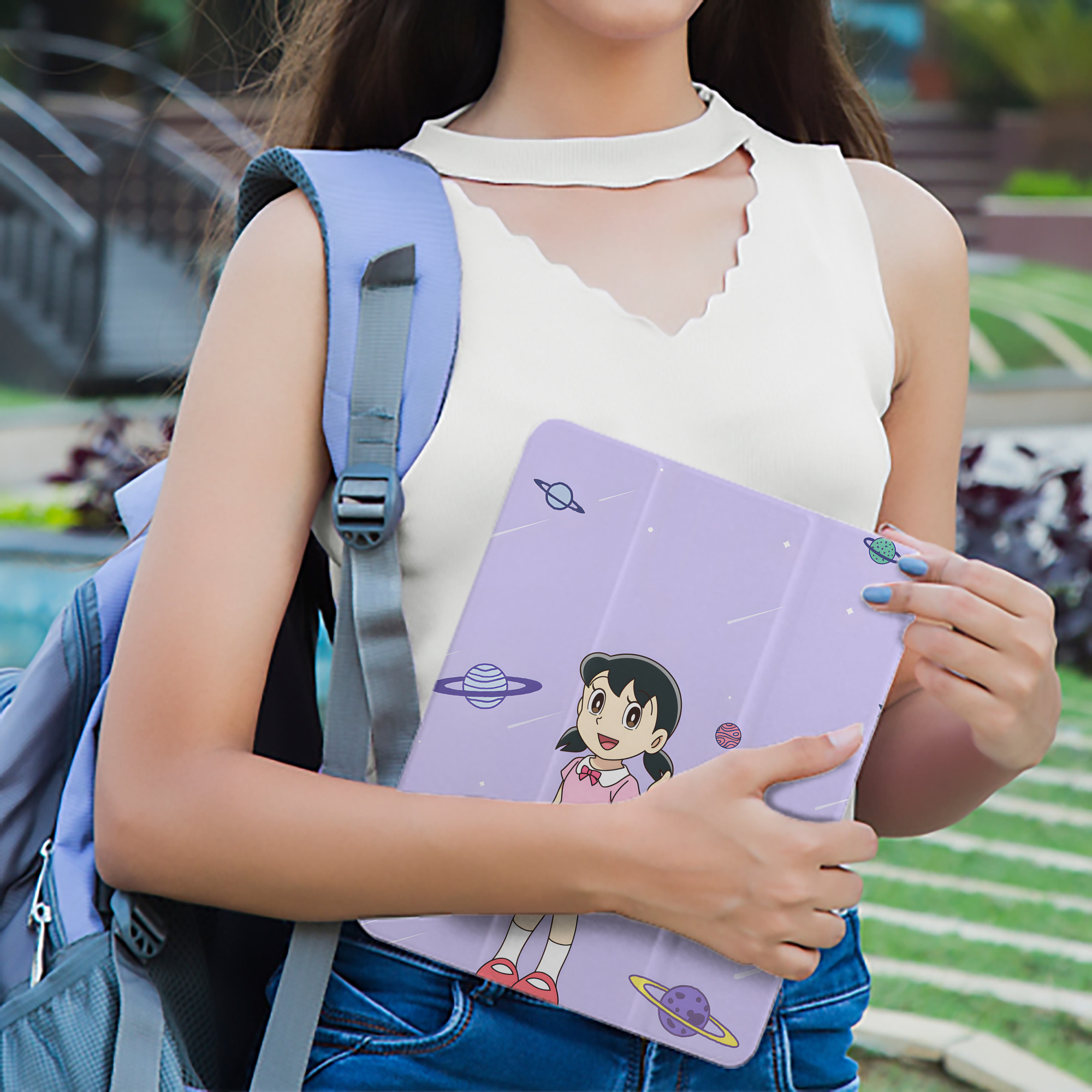 ドラえもん Doraemon IPad ケース ペン収納付き 三つ折りスタンド PUレザー×シリコン 対応機種9.5/10.5/10.9インチ