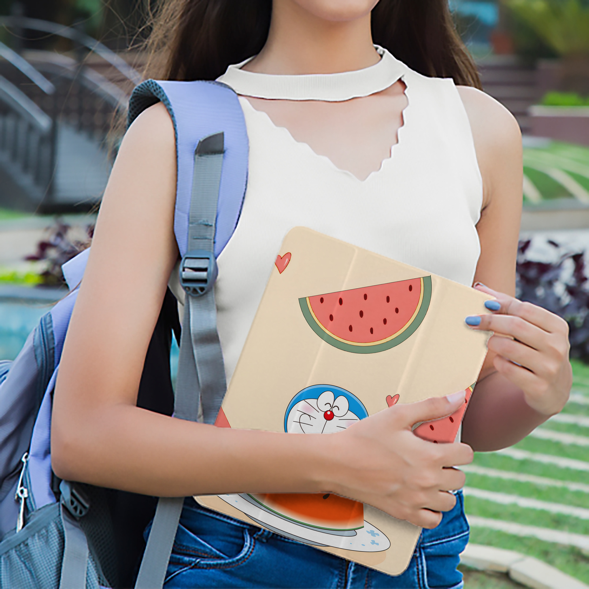 ドラえもん Doraemon IPad ケース ペン収納付き 三つ折りスタンド PUレザー×シリコン 対応機種9.5/10.5/10.9インチ