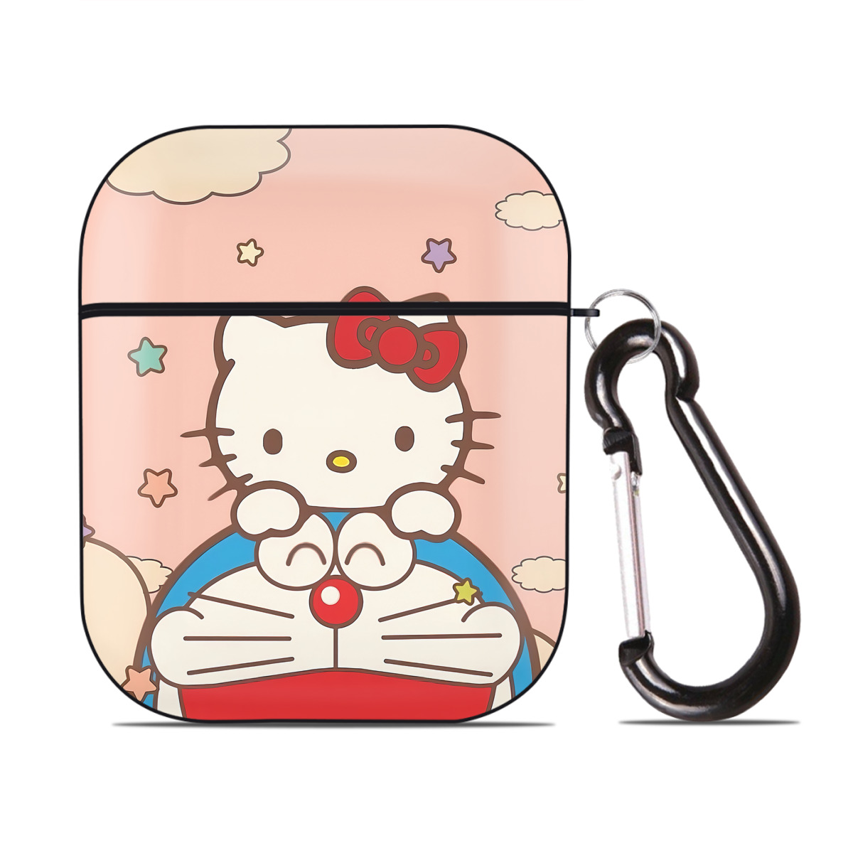 （画像用） ドラえもん Doraemon AirPods 第2世代保護ケース ハードシェル ブラック 耐衝撃・防指紋・カラビナ付き