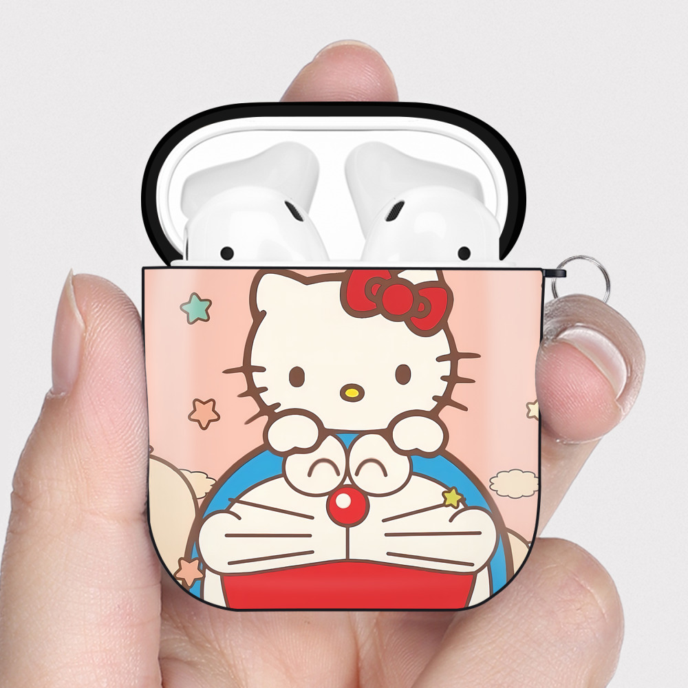 （画像用） ドラえもん Doraemon AirPods 第2世代保護ケース ハードシェル ブラック 耐衝撃・防指紋・カラビナ付き