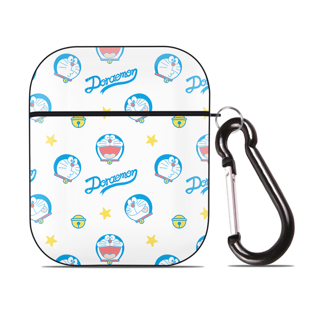 （画像用） ドラえもん Doraemon AirPods 第2世代保護ケース ハードシェル ブラック 耐衝撃・防指紋・カラビナ付き