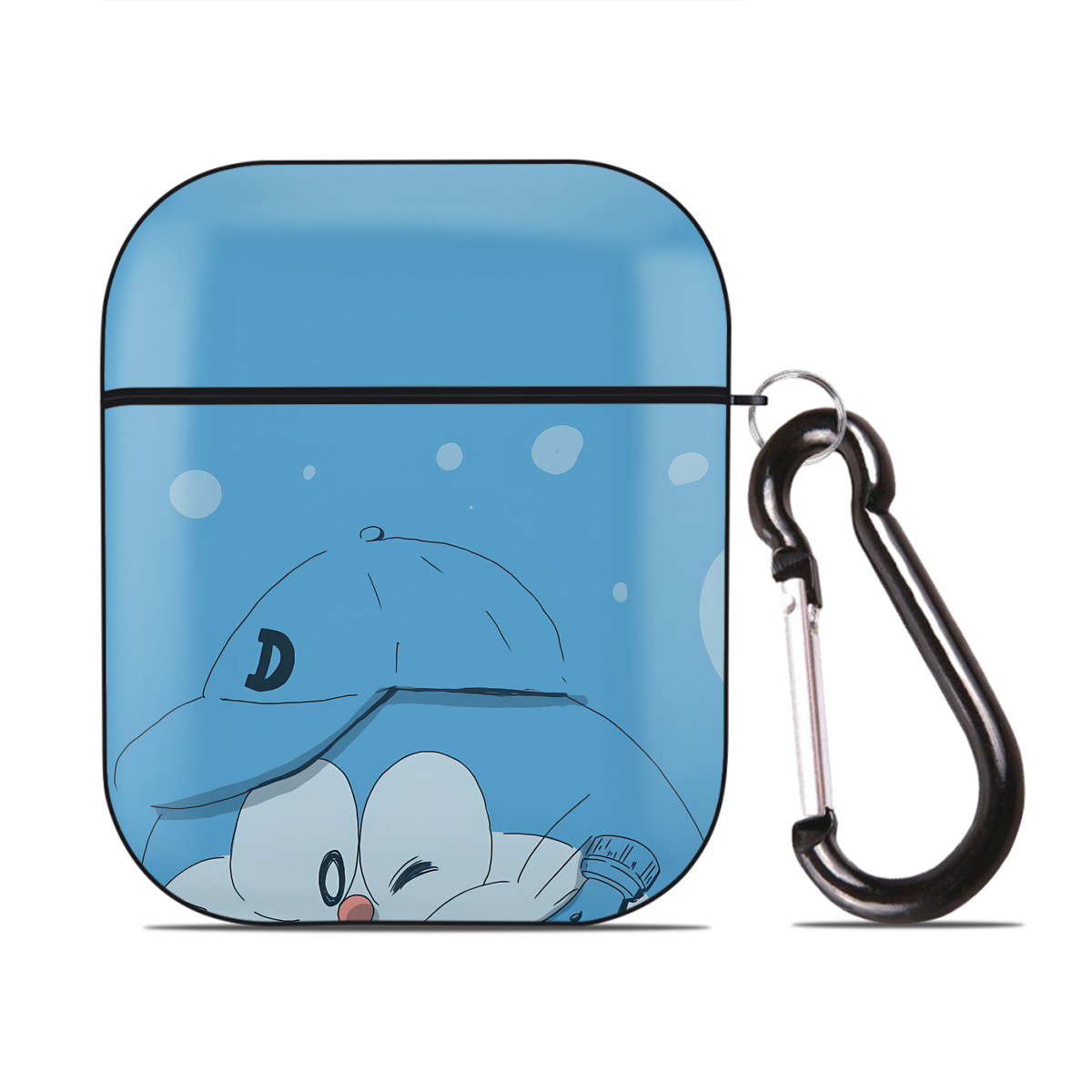 （画像用） ドラえもん Doraemon AirPods 第2世代保護ケース ハードシェル ブラック 耐衝撃・防指紋・カラビナ付き