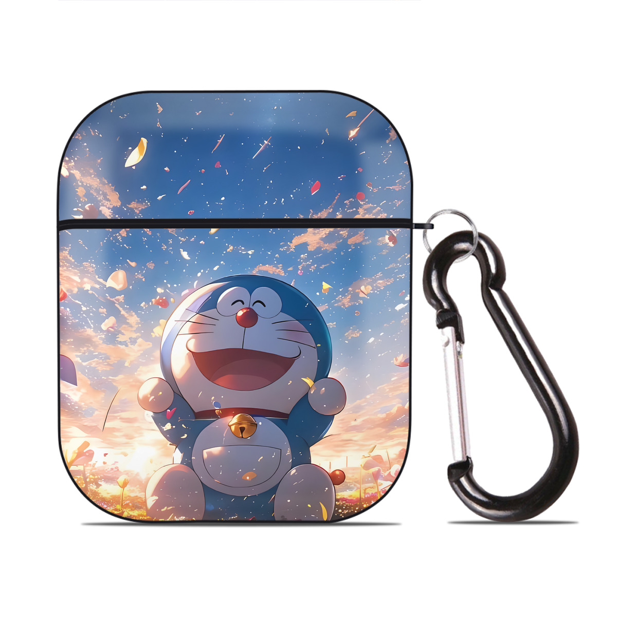 （画像用） ドラえもん Doraemon AirPods 第2世代保護ケース ハードシェル ブラック 耐衝撃・防指紋・カラビナ付き