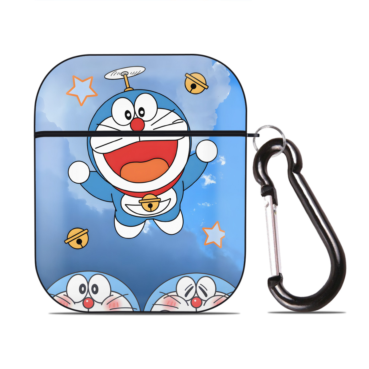 （画像用） ドラえもん Doraemon AirPods 第2世代保護ケース ハードシェル ブラック 耐衝撃・防指紋・カラビナ付き