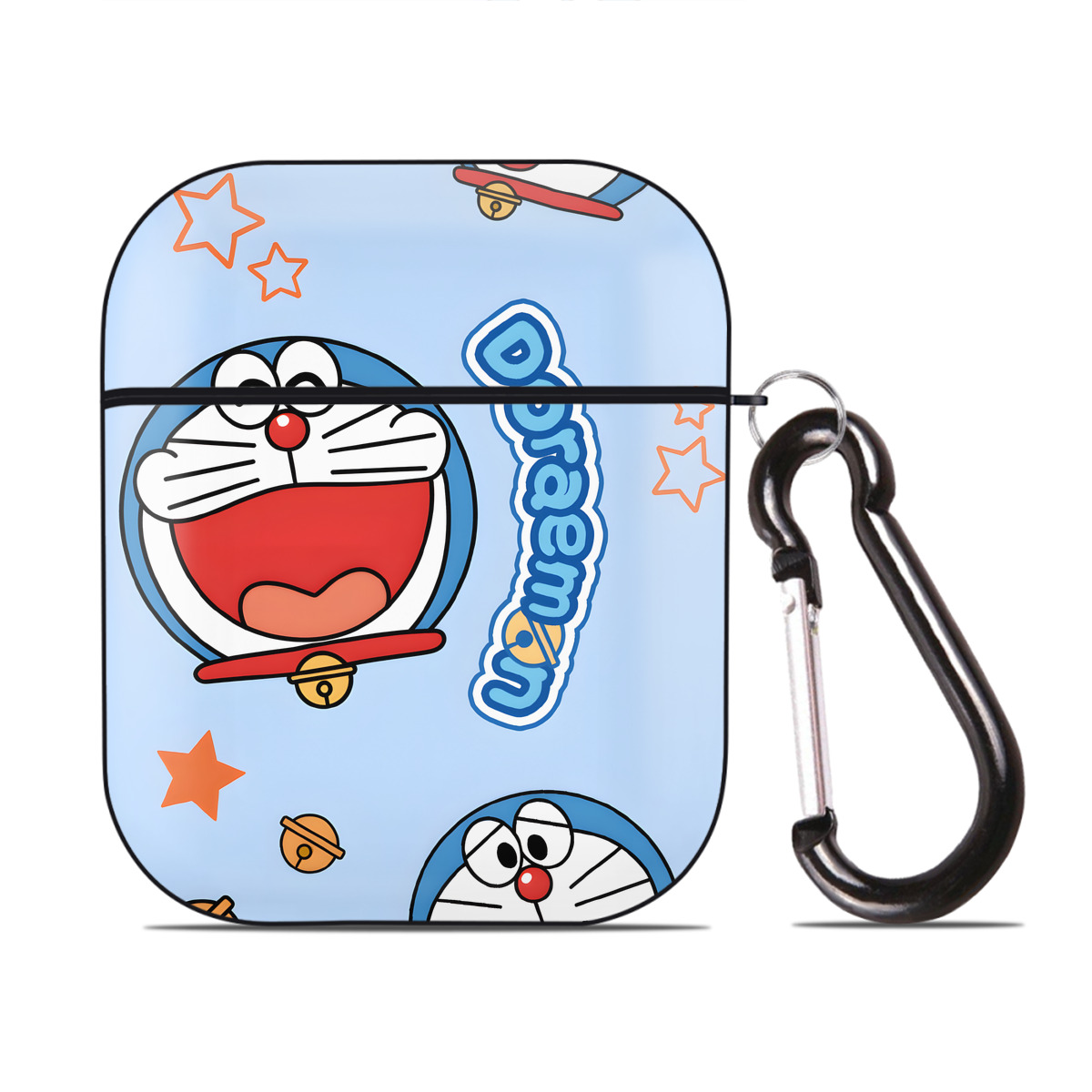 （画像用） ドラえもん Doraemon AirPods 第2世代保護ケース ハードシェル ブラック 耐衝撃・防指紋・カラビナ付き