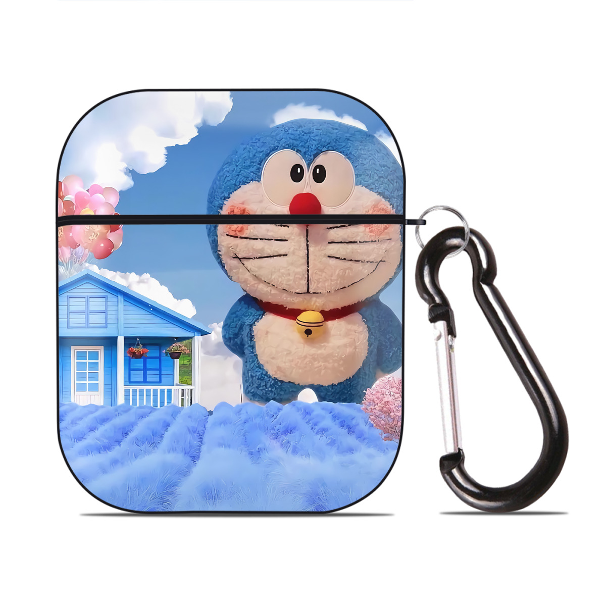 （画像用） ドラえもん Doraemon AirPods 第2世代保護ケース ハードシェル ブラック 耐衝撃・防指紋・カラビナ付き