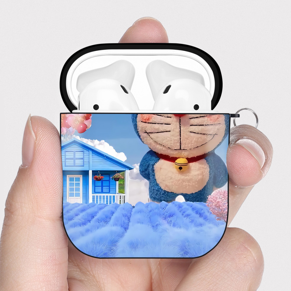 （画像用） ドラえもん Doraemon AirPods 第2世代保護ケース ハードシェル ブラック 耐衝撃・防指紋・カラビナ付き