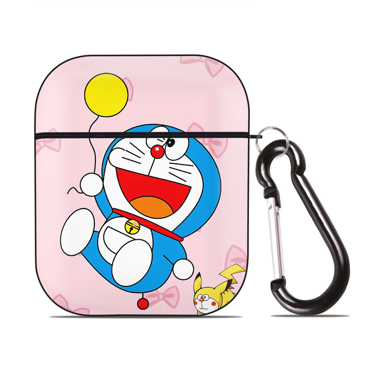（画像用） ドラえもん Doraemon AirPods 第2世代保護ケース ハードシェル ブラック 耐衝撃・防指紋・カラビナ付き