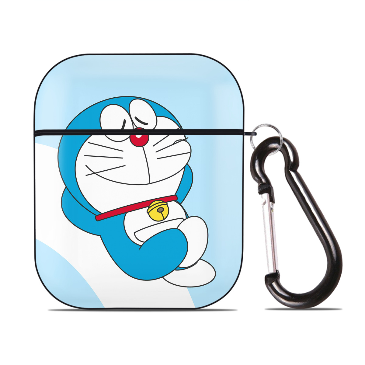 （画像用） ドラえもん Doraemon AirPods 第2世代保護ケース ハードシェル ブラック 耐衝撃・防指紋・カラビナ付き