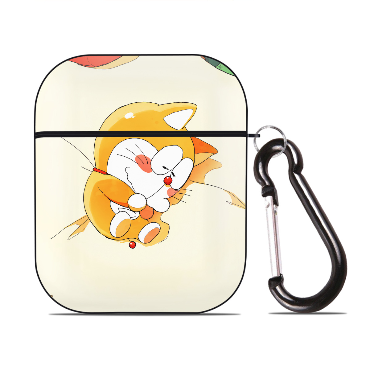 （画像用） ドラえもん Doraemon AirPods 第2世代保護ケース ハードシェル ブラック 耐衝撃・防指紋・カラビナ付き