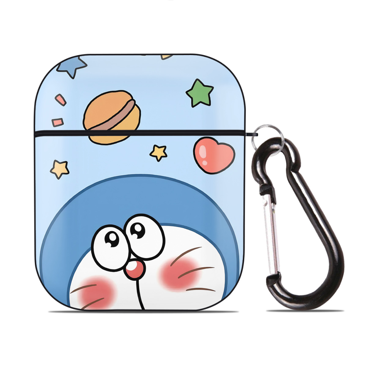 （画像用） ドラえもん Doraemon AirPods 第2世代保護ケース ハードシェル ブラック 耐衝撃・防指紋・カラビナ付き