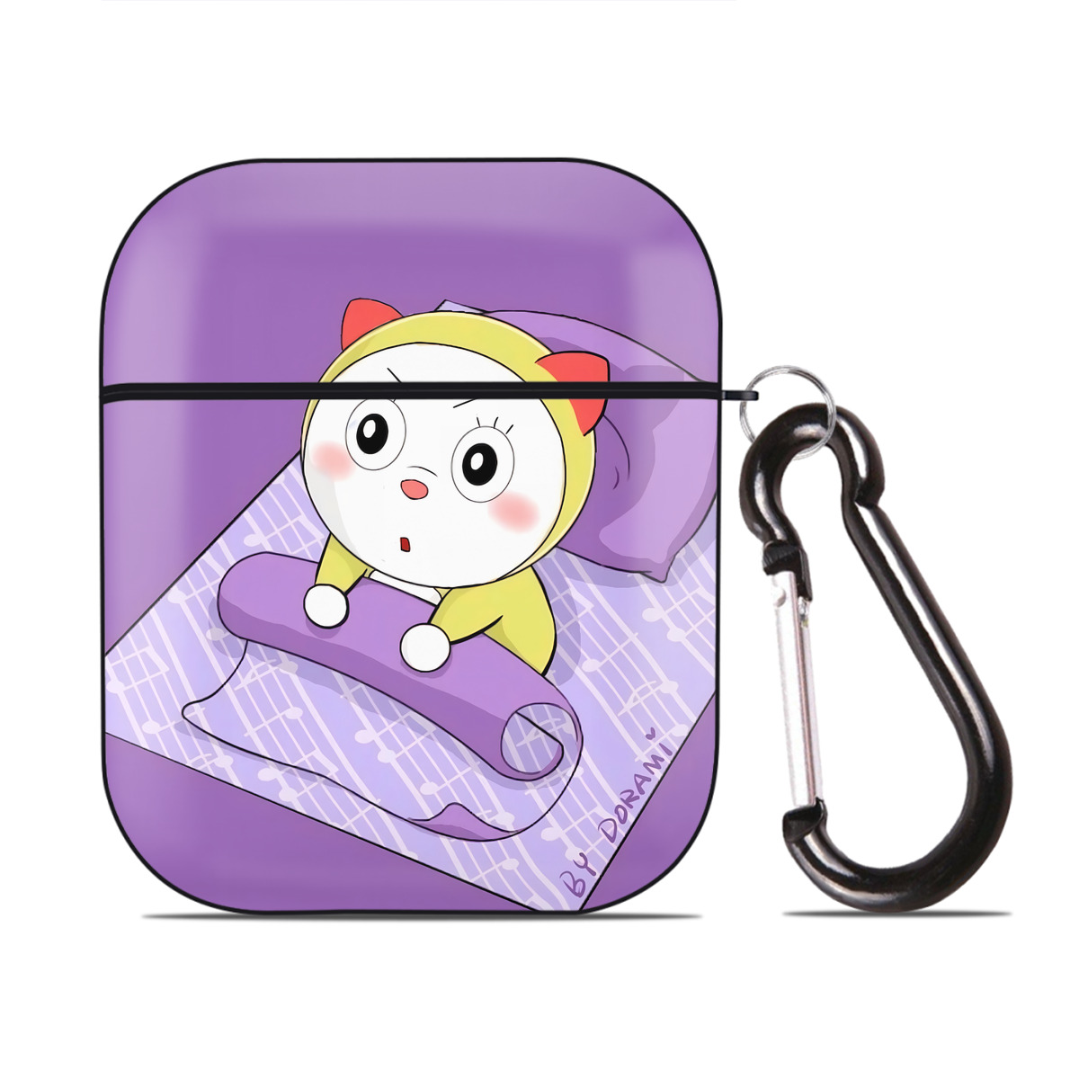 （画像用） ドラえもん Doraemon AirPods 第2世代保護ケース ハードシェル ブラック 耐衝撃・防指紋・カラビナ付き