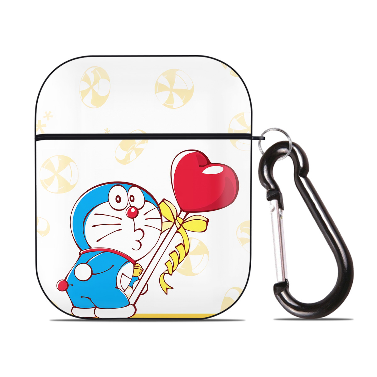（画像用） ドラえもん Doraemon AirPods 第2世代保護ケース ハードシェル ブラック 耐衝撃・防指紋・カラビナ付き