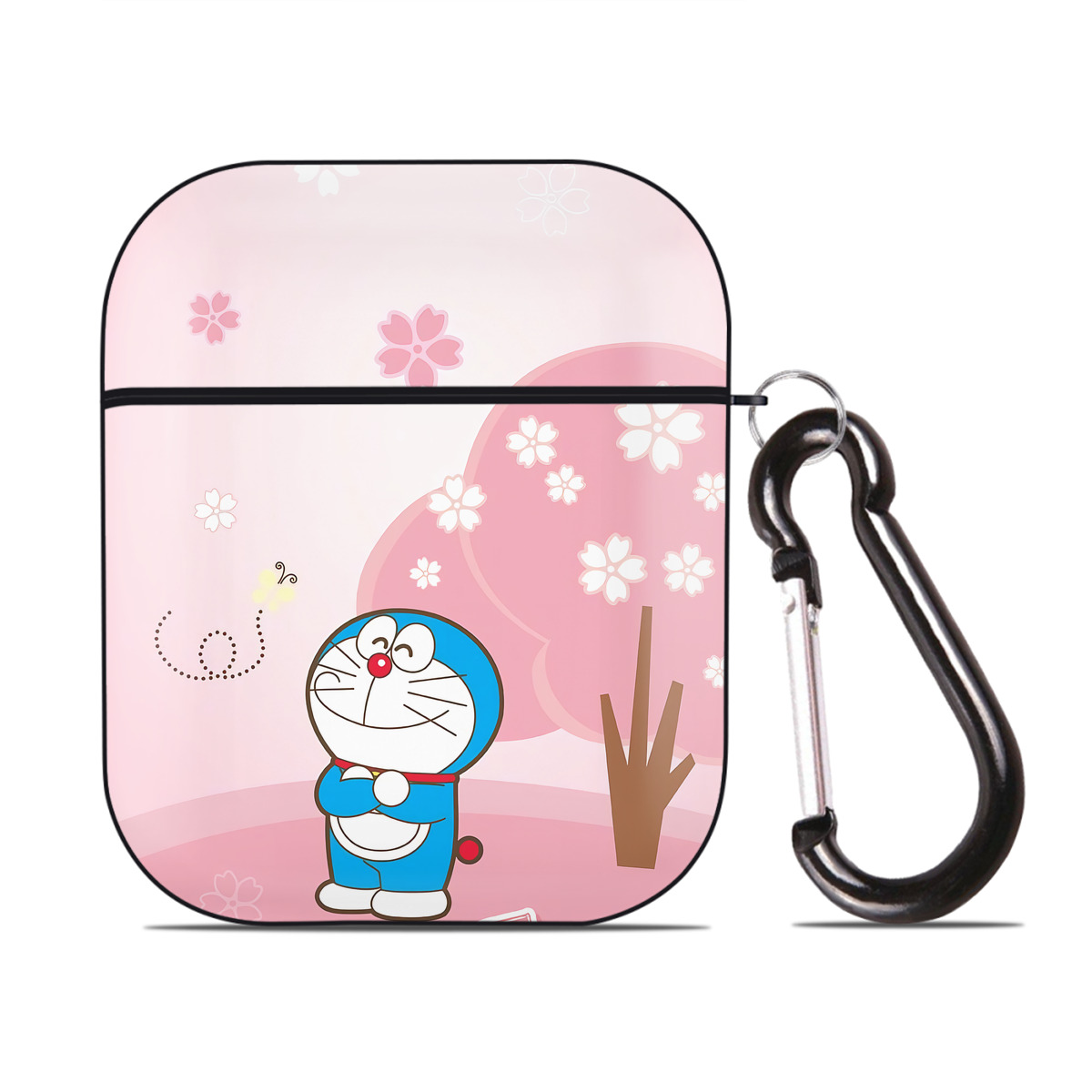 （画像用） ドラえもん Doraemon AirPods 第2世代保護ケース ハードシェル ブラック 耐衝撃・防指紋・カラビナ付き