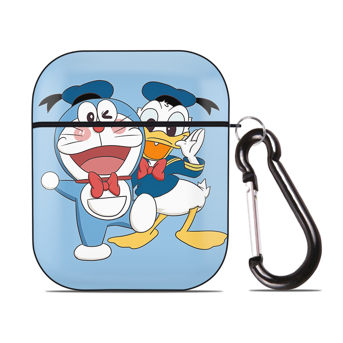 （画像用） ドラえもん Doraemon AirPods 第2世代保護ケース ハードシェル ブラック 耐衝撃・防指紋・カラビナ付き