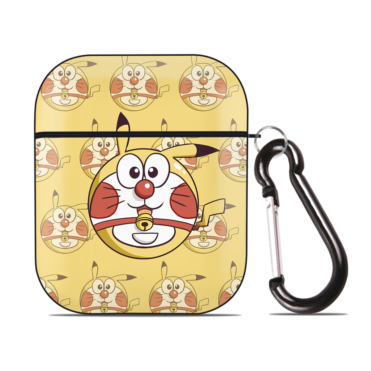 （画像用） ドラえもん Doraemon AirPods 第2世代保護ケース ハードシェル ブラック 耐衝撃・防指紋・カラビナ付き