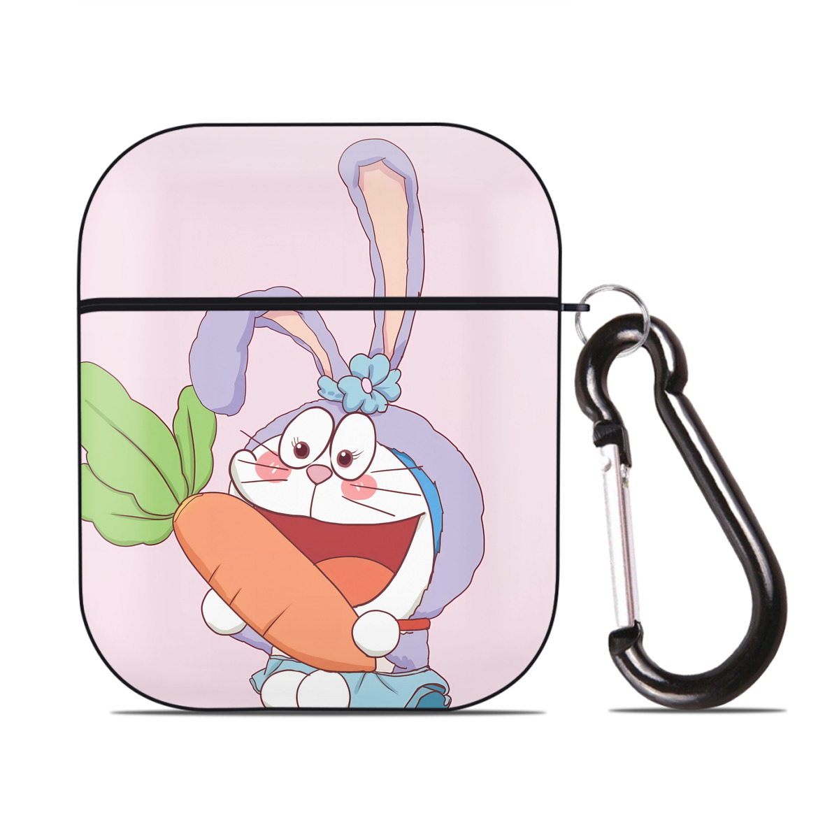 （画像用） ドラえもん Doraemon AirPods 第2世代保護ケース ハードシェル ブラック 耐衝撃・防指紋・カラビナ付き