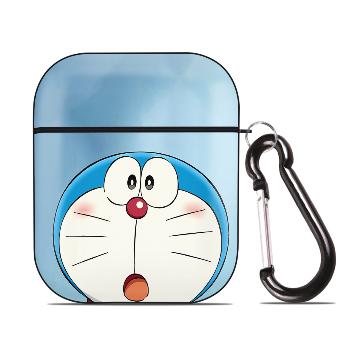 （画像用） ドラえもん Doraemon AirPods 第2世代保護ケース ハードシェル ブラック 耐衝撃・防指紋・カラビナ付き