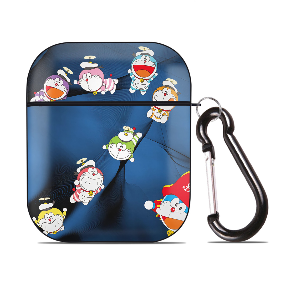 （画像用） ドラえもん Doraemon AirPods 第2世代保護ケース ハードシェル ブラック 耐衝撃・防指紋・カラビナ付き