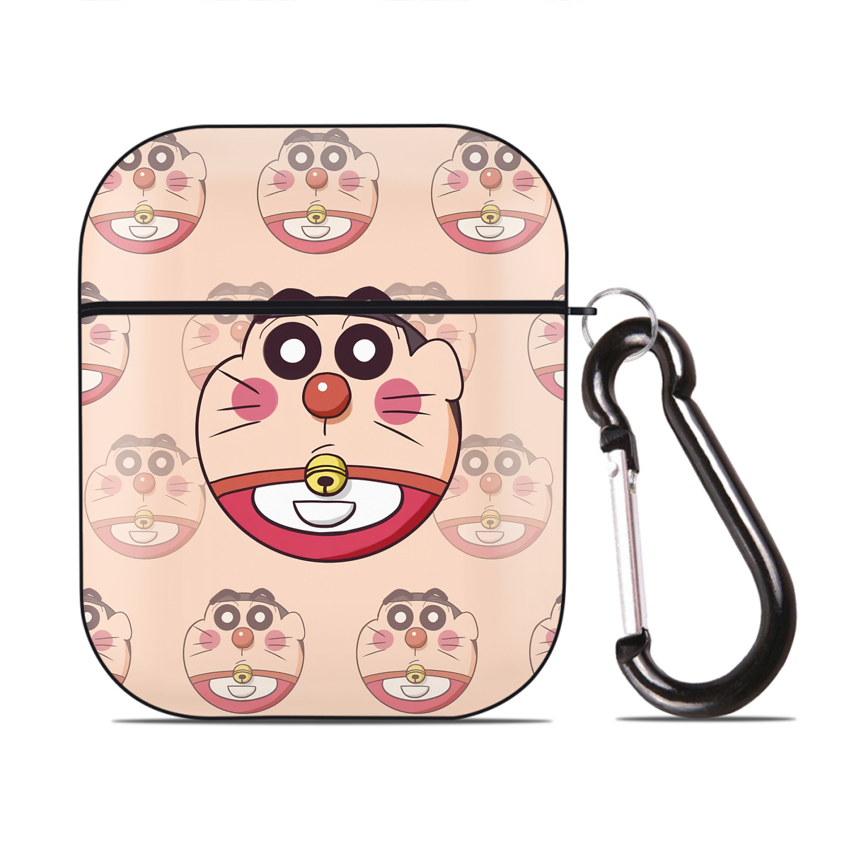（画像用） ドラえもん Doraemon AirPods 第2世代保護ケース ハードシェル ブラック 耐衝撃・防指紋・カラビナ付き