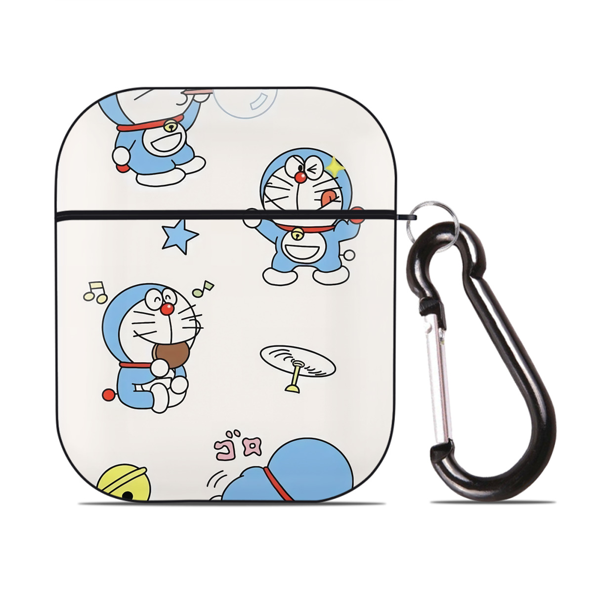 （画像用） ドラえもん Doraemon AirPods 第2世代保護ケース ハードシェル ブラック 耐衝撃・防指紋・カラビナ付き
