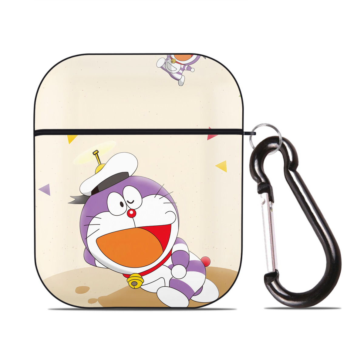 （画像用） ドラえもん Doraemon AirPods 第2世代保護ケース ハードシェル ブラック 耐衝撃・防指紋・カラビナ付き