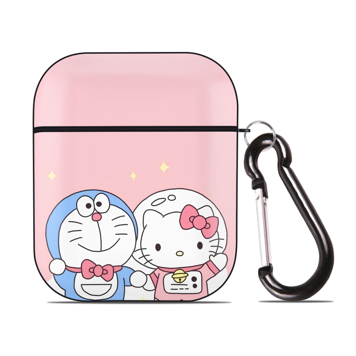 （画像用） ドラえもん Doraemon AirPods 第2世代保護ケース ハードシェル ブラック 耐衝撃・防指紋・カラビナ付き
