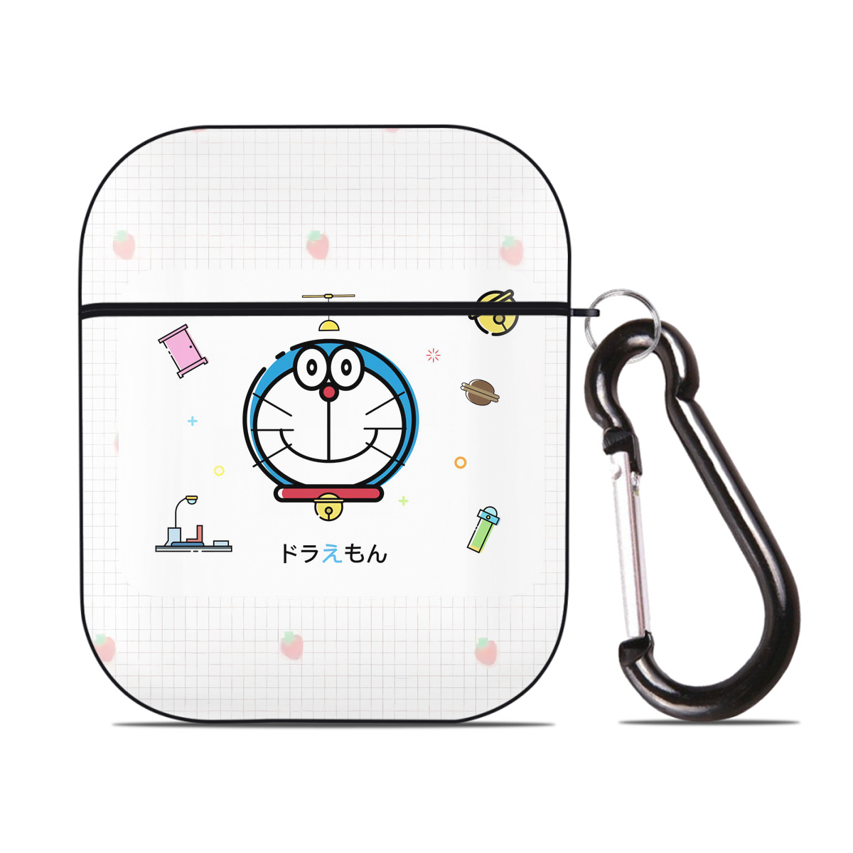 （画像用） ドラえもん Doraemon AirPods 第2世代保護ケース ハードシェル ブラック 耐衝撃・防指紋・カラビナ付き
